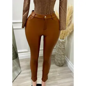 CLARITY BROWN FAUX LEATHER PANTS