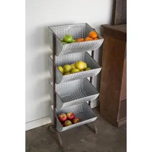 Four Tiered Perforated Metal Display Tower 14.5" X 10.5" X 39.5"T