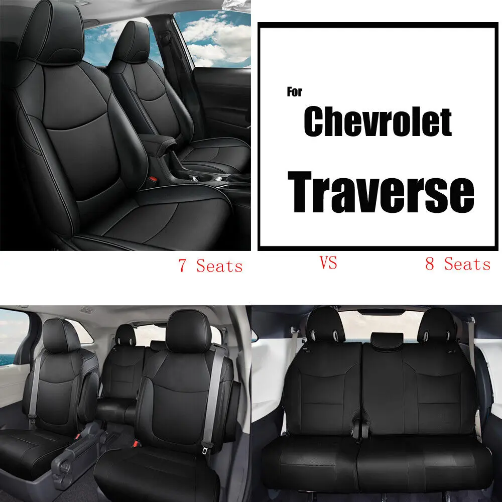 Automotive Seat Covers, 7/8-Seat Fit Faux Leather Full Coverage Car Seat Protectors for Chevrolet Traverse 2018-2025 Truck Cushion Guards, Truck Cushion Protector, Waterproofing