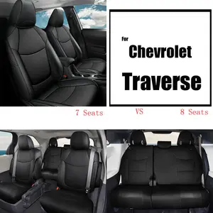 Car 7/8-Seat Covers For Chevrolet Traverse 2018-2025 Fuax Leather Full Coverage Truck Cushion Protector