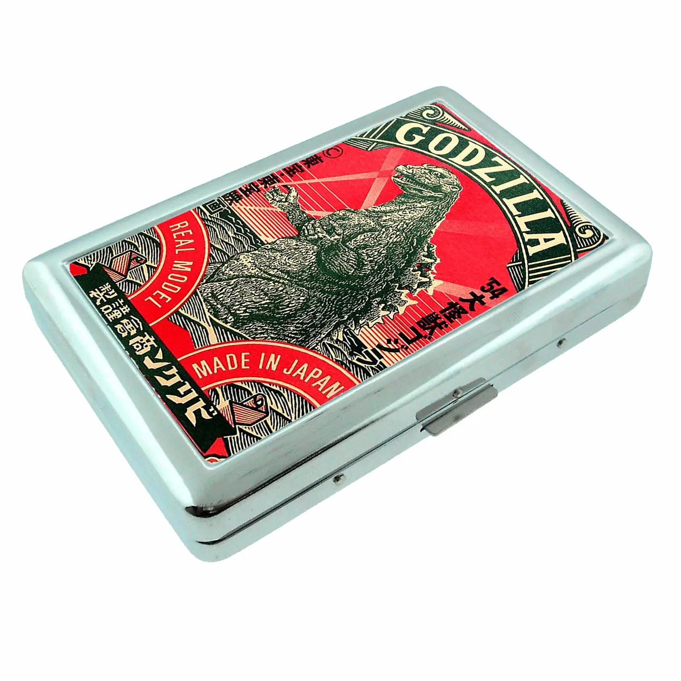 monster cigarette case Silver Cigarette Case Vintage Monster Metal Wallet RFID Protection