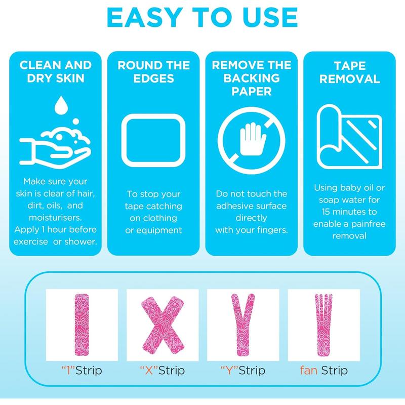 OK TAPE PRO Original Kinesiology Tape Pre-Cut Strips, Latex Free Elastic Athletic Tape Roll, 2in×16ft 2Rolls,Pink+White