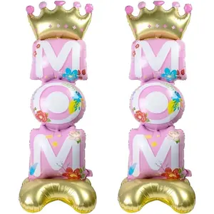 Happy Mothers Day Balloons, 2 count 44 Inch Large Mother's Day Standing Balloons, MOM  Foil Balloon for Mother's Birthday Party  Decoration Holiday Supplies