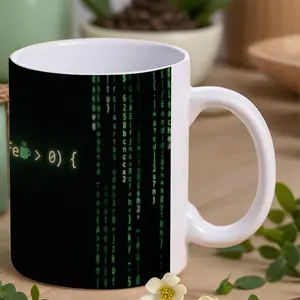 While (Coffee > 0) Code-Themed 11oz Ceramic Mug - Geek Programmer Drinkware, Green Coding Art, Durable Office/Home Cup, Gift for Coders/Tech Enthusiasts/Birthdays