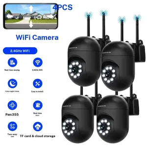 4pcs Security Cameras WiFi Remote, 360° Surveillance Camera, Wireless Outdoor Camera, Automatic Cruising, Infrared Night Vision, 24-Hour Recording, HD Image Quality