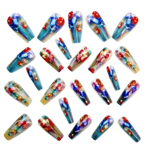 Elegant Long Nail Stickers, Fashionable False Nails, Perfect for Daily Wear & Special Occasions, Durable Design, Easy Application