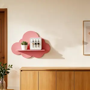 Nordic style cloud wall hanging frame wooden wall decorative frame ins style study room living room storage rack multi-functional shelf, 1 set