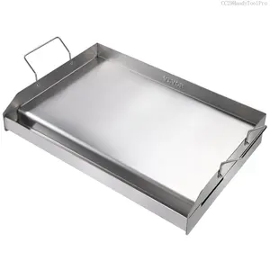 Stove Top Griddle, 23.5"x16" Stainless Steel Griddle, Rectangular Double Burner Griddle Pan, Family Pan Cookware with Handles and Oil Groove, for Gas Grills, SilverCC29HandyToolPro