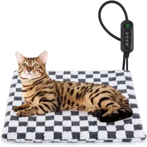 Heated Cat Bed, 11 Adjustable Temperature Cat Heating Pad Indoor with Timer, Pet Heating Pads for Cats Dogs, Electric Dog Heating Pad with Washable Cover, Heated Pet bed-18''x16'', Small