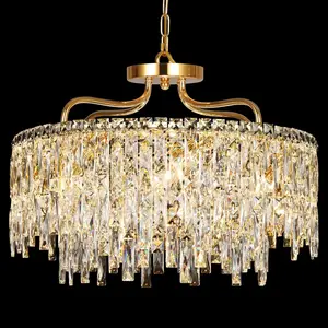 Gold Crystal Chandeliers for Dining Room Light Fixture, 24" Modern Round Chandeliers,8 Lights Luxury Ceiling Pendant Ceiling Lighting for Dining Room Bedroom Entryway Foyer Staircase