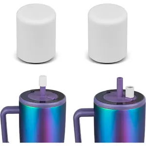 2 Pack  Straw Caps Compatible with BruMate All Era and Resa Tumblers,  Straw Caps Toppers Compatible with Brumate Accessories, Straw Covers Protectors  (Light Gray)