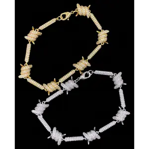 Barb Wire CZ Iced Out Hip Hop Bracelet