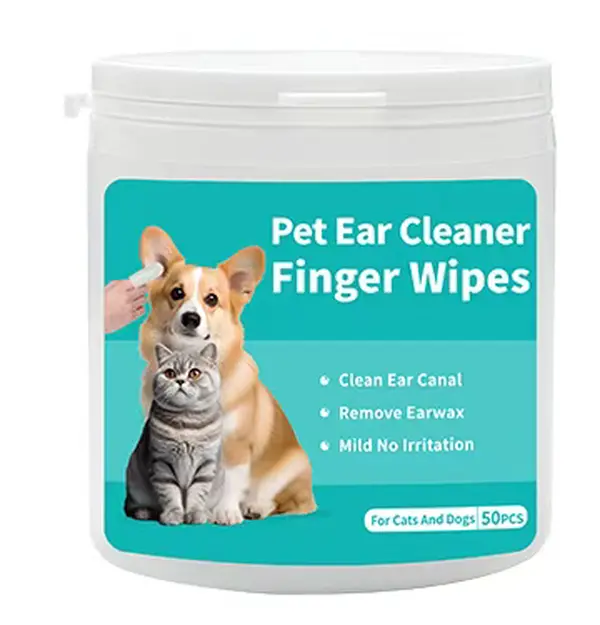 Rosemary Pet Ear Cleaning Wipes - 3.54in*3.15in, Natural Calming, Skin Protection, Convenient, Safe Gentle, Multi-Pack 50PCS/Box ($0.16/Count) for Dogs & Cats, Effective Ear Cleaning, Outdoor Use