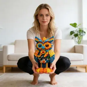 2518 Piece Colorful Owl 3D Puzzle Building Blocks, Creative Decorative Ornament, Room Decoration, Birthday Halloween Valentine Christmas Gift, Animal Shape Puzzle