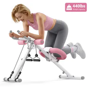 Merach Adjustable Ab Trainer Machine with LCD Monitor 10-Level Foldable Abdominal Exercise Machine Core Trainer Machine Workout for Arm, Leg, Buttocks Shaper