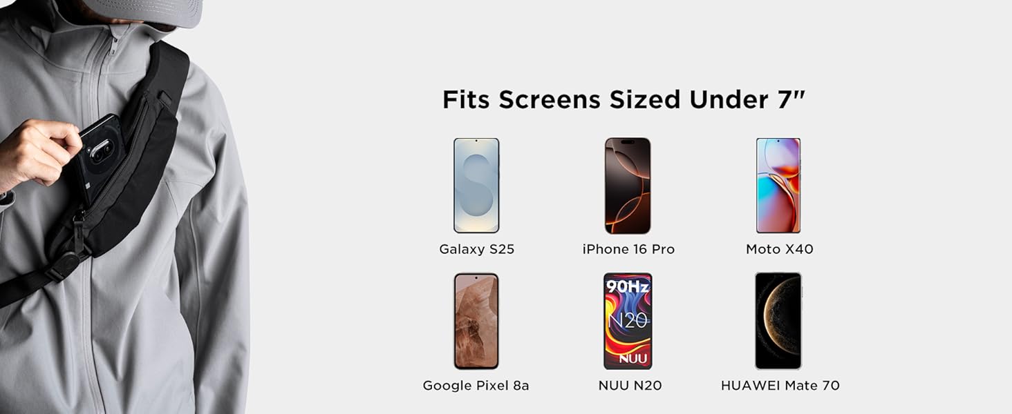 ALPAKA Metro Crossbody Left Shoulder 7.5L - Crossbody Bag Men,Sling Backpack - Fits 11" Tablet - Single Shoulder with YKK Zipper - Expandable Water Bottle Pocket - Phone Sleeve- Black Axoflux 210D