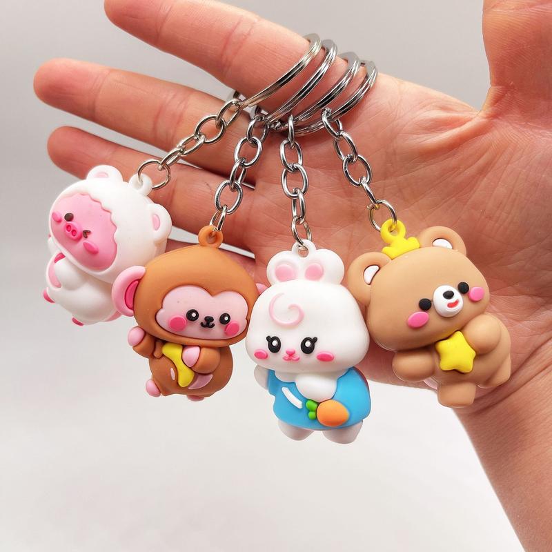 Animal Keychain Soft Cute Animal Keychain | PVC soft rubber cartoon style suitable for ...