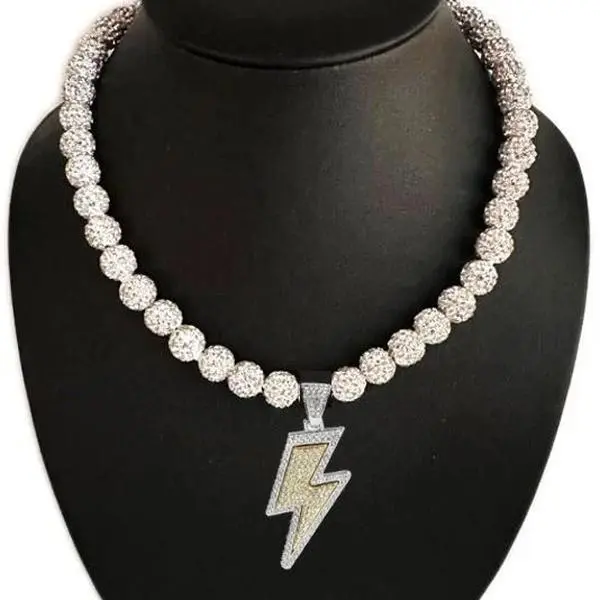 Whiteout Baseball Bling Necklace with Bolt - Elegant Baseball Design, Adjustable Length, Perfect for Baseball Fans