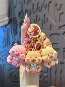 1 cute Capibala keychain cartoon fashion pendant with loop decoration for women's lanyard, perfect for decorating backpacks, bags, and cars. It is an ideal Valentine's Day gift choice for cute students