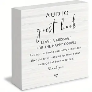 Christmas Halloween Decoration，Audio Guestbook Wooden Box Sign, Audio Guestbook Sign for Wedding, Wedding Table Decorations, Wedding Telephone Phone Audio Message Guest Book Wood Signs for Wedding Table Decor, 5x5 Inch