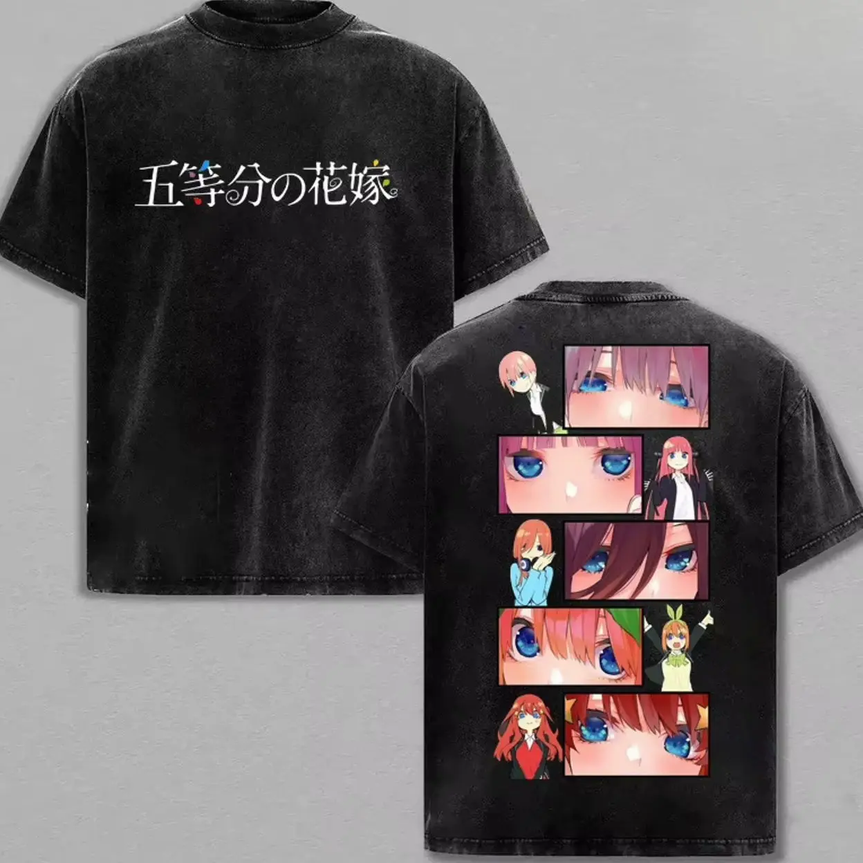 Anime Nakano Ichika The Quintessential Quintuplets Washed T-shirt Clothes Year round clothing Vintage Loose Short Sleeve Tshirt