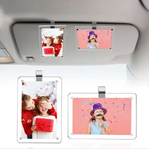 2 -Pack Car Sun Visor Photo Clips-MagneticFrames for Personalized Family/Pet Photos, ClearAcrylic Display, Easy to Clip, Perfect Gift for Drivers