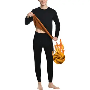 Mens Thermal Underwear Set Thick Fleece Lined Heavyweight Outdoor Baselayer Extreme Cold Weather Winter Ultra-Warm U10