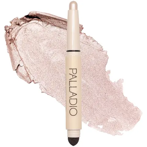 Palladio Vegan Waterproof Cosmetic Eyeshadow Stick with Blending Sponge - Single, Vitamin-Infused, Gluten-Free, Long-Lasting, Smudge-Free, Crease-Proof, Nourishing, Smooth Matte & Shimmer Buildable Shades, Ideal for Adults' Smokey Eye Makeup Products