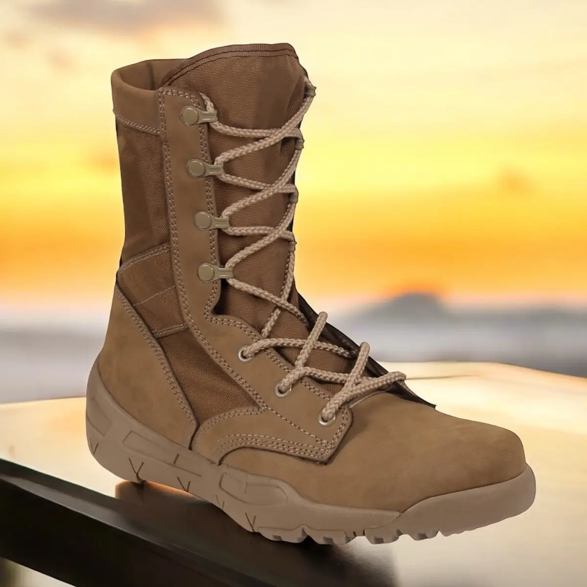 ROTHCO Men’s Waterproof V-Max Lightweight Tactical Boots - Leather Upper, Mid-Calf (8.5 in), AR 670-1 Coyote Brown - Hiking, Camping