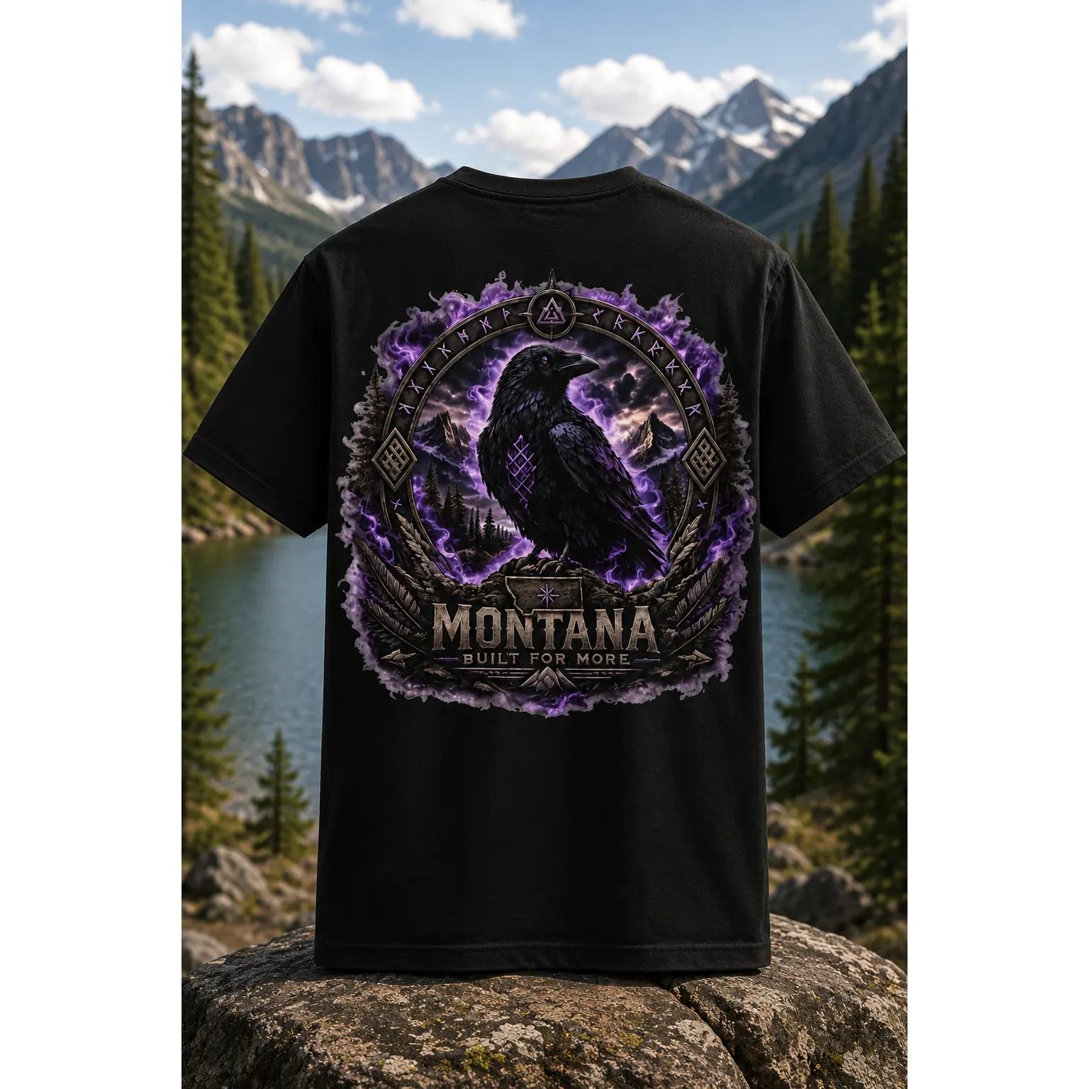 Black Feather Division Raven T-Shirt | Montana Built For More Shirt | Gothic Raven Graphic Tee | Comfort Colors 1717 Garment Dyed Shirt | Outdoor Lifestyle Tee | Viking Inspired Raven Shirt | Camping...