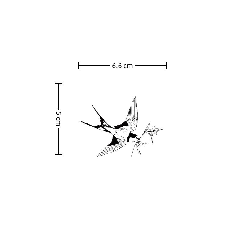 VIBE INK/Flower-carrying Swallow Herbal Temporary Tattoos Water-Free Plant-Extracted Waterproof Non-Reflective Lasts 7-15 Days Realistic Effect