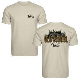 Drake Old School Shirt, Vintage Original Old School Camo Hunting Scene with Ducks & Guns Back Print, Soft 60/40 Cotton Poly Blend, Unisex Fit for Hunters & Waterfowlers, Perfect Gift for Duck Hunting Dad or Outdoor Enthusiast