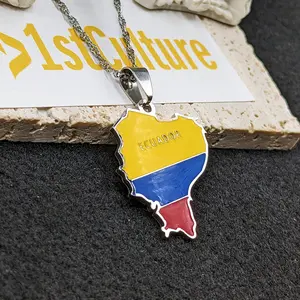 Ecuador Necklace, Flag Color Map Gift, Bracelet