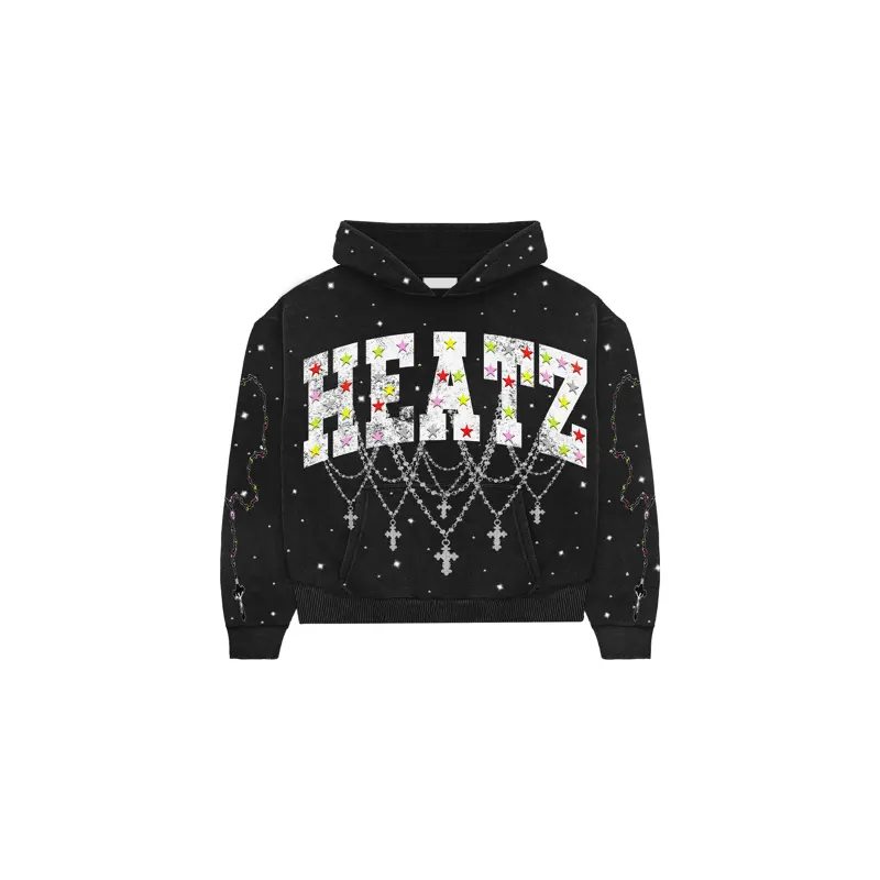 HEATZ STUDIO MULTI CROSS RHINESTONE HOODIE