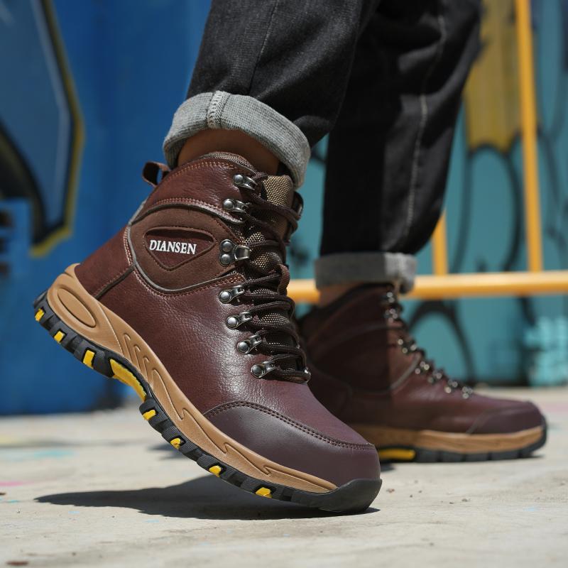 Waterproof Safety Boots Men Indestructible Steel Toe Work Boots Anti-smash Stab-resistant Safety Shoes Anti slip and wear-resistant Protective Boots Advanced color scheme Construction Work Shoes