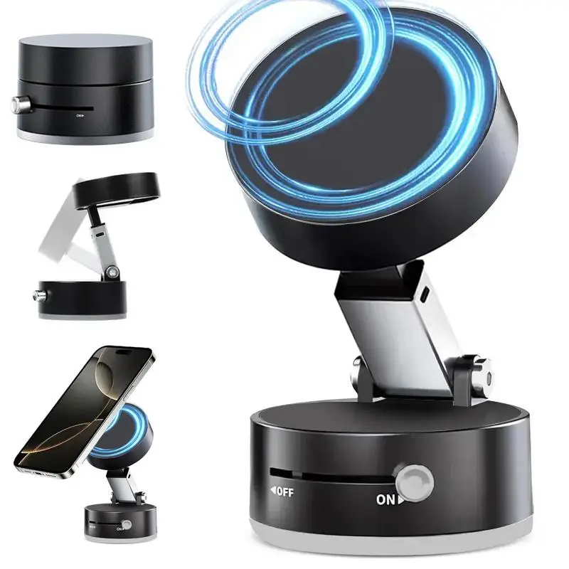 Vacuum Magnetic Phone Mount, Portable Foldable Car Phone Holder, Multifunctional Phone Stand for Home, Office, Phone Accessories, Folding, Magnetic Ph