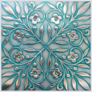 of 8 x 8 wallpaper tiles for kitchen backsplash in teal and silver leaves design peel and stick paper tile renter friendly backsplash self stick paper wall tiles for your home