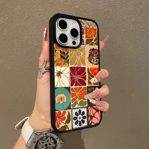 Trendy Magnetic Case for iPhone11/12/13/14/15/16/17/promax Floral Tile Collage MagSafe Ready, Ultra Thin & Shockproof | Cute Pick for Girls