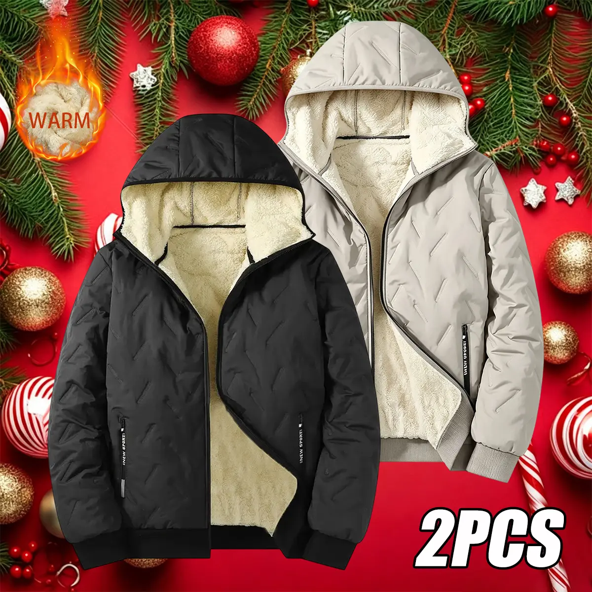 JOGWAVE 2PCS 2026 New Stylish Men's Loose-Fit Pull-On Hooded Coats - Long-Sleeve Fleece-Lined Warm Casual Functional Outerwear, Preppy Street Solid Plain Tops with Ultrasonic Cotton Toothbrush Design, Back to School Loose Hoodie Jacket