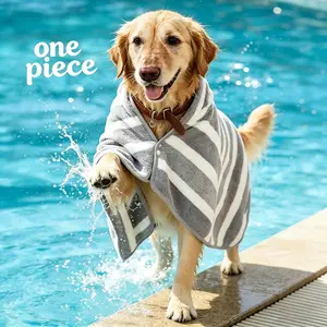 Microfibre Dog Bathrobe Dog Towel Wrap Super Absorbent Dog Drying Coat Bath Robe for Puppy, Medium & Large Dogs, Fast Drying, Adjustable, for Pet Dogs & Cats