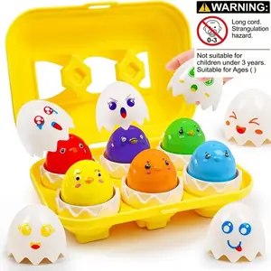 6pcs Babytoys Chicken Match Toy for Early Education, Shape Recognition, Color Recognition, Sound Egg Toy, Perfect Gift for Boys and Girls