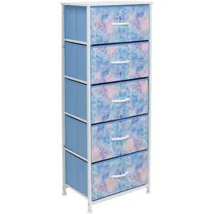 5-Drawer Tower Nightstand (Tie-dye Colors) Storage Cabinets Unique Bedroom Furniture Dresser Organizer