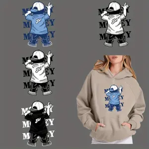 6Pcs Cool Boy DIY DTF Transfer Stickers Washer Resistant Heat Transfer Design Iron On Decals for T Shirts Masks Jeans Backpacks