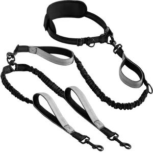 Hands-Free Dual Dog Leash| Padded & Tangle-Free Design with 360° Swivel Clasp| Adjustable Two-Dog Lead for Comfort and Control antitangle running