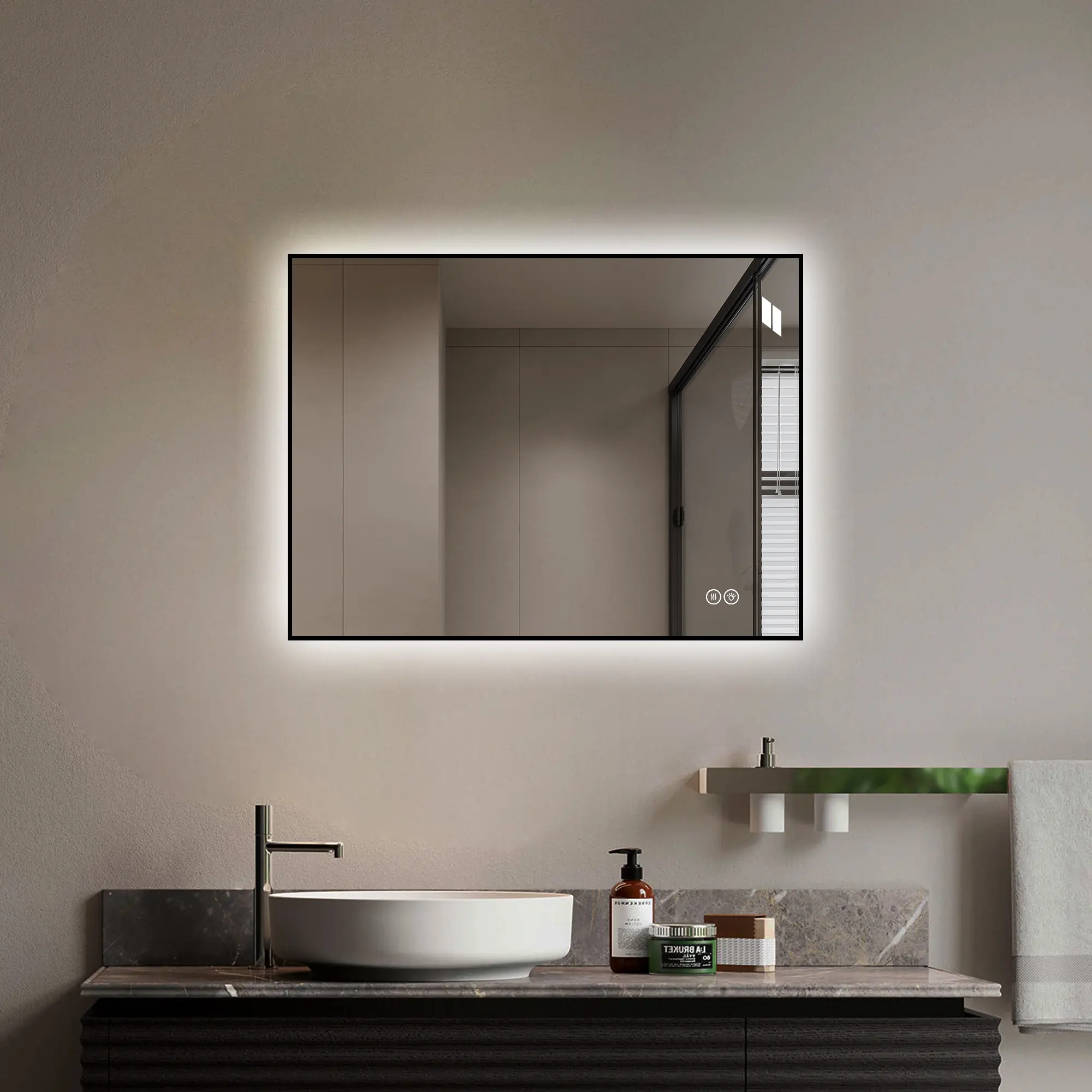 24x32 Inch LED Backlit Bathroom Mirror with Anti-Fog, Dimmable 3-Color Temperature, Memory Function, Aluminum Frame, Wall Mounted Horizontal or Vertical