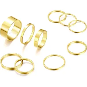 MILACOLATO Silver Rings for Women Non Tarnish Stainless Steel Rings Set Dainty Gold Band Ring Stack Simple Stackable Thumb Pinky Ring for Multiple Size