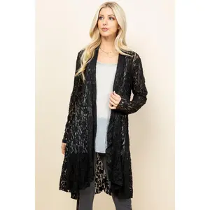 Black Short Lace Duster – Boho Pucker Jacket for Women | Made in USA