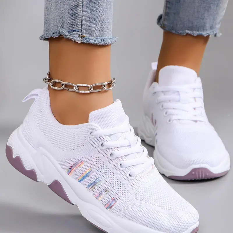 Women's Fashionable Lace Up Low Top Sneakers, Casual Breathable Lightweight Non-slip Sports Shoes, All-match Commuter Shoes for Work & Daily Wear, Trendy Walking Sneakers, Lightweight Athletic Sneakers, Athletic Sneaker Footwear