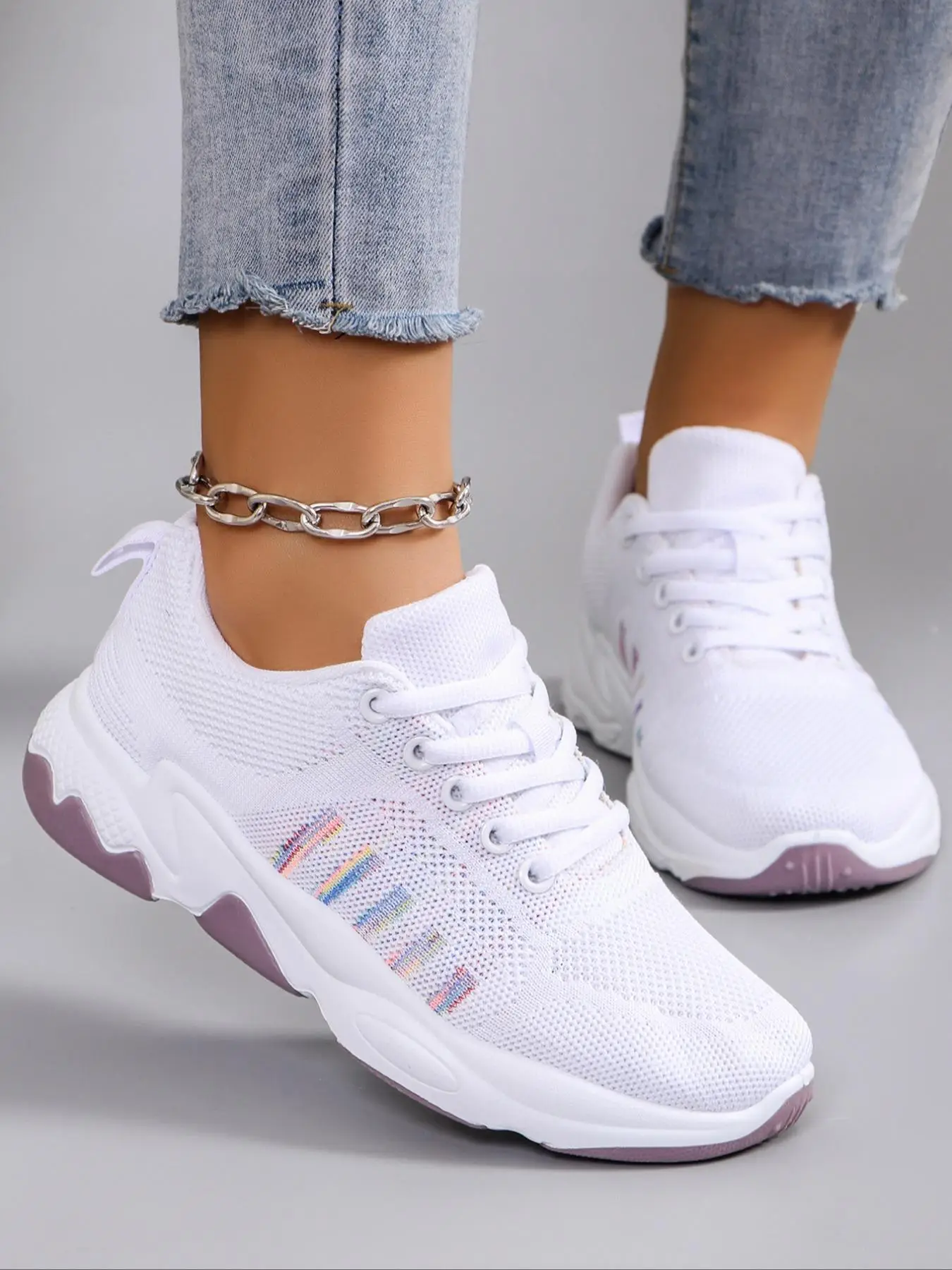 Women's Fashionable Lace Up Low Top Sneakers, Fall Casual Breathable Lightweight Non-slip Sports Designer Sneakers Shoes, Shoes for Summer 2025, Girl'