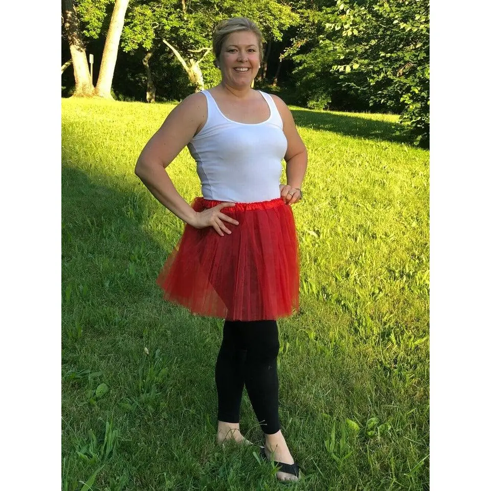 Red Tutu Skirt for Women – 3-Layer Tulle Ballet Skirt for Costume, Dress-Up, Dance, & Cosplay